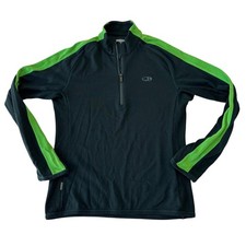 Icebreaker Mens Merino Wool Quarter Zip Sweatshirt Size L Blue Green Outdoors
