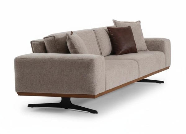 3-Sitzer-Sofa Modernen Stil Beige Farbe Holzgestell Elegantes Design-image