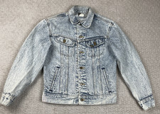 Vintage 80s Lee Riders Denim Jacket Mens Small Acid Wash Trucker Coat Button USA