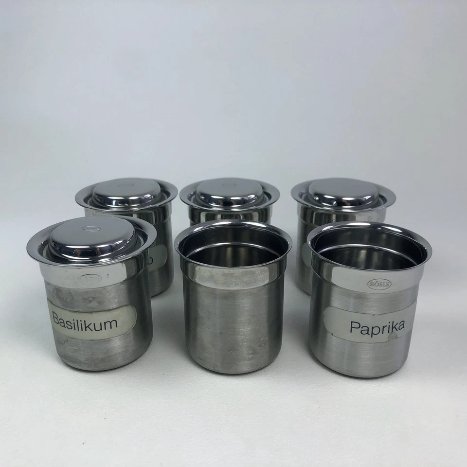 ROESLE Rösle Offene Küche 6 x Gewürzdose Dose 4 x lose Deckel Edelstahl 0,1l.  - Image 2 of 3