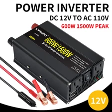 600W 1500 Power Inverter for Vehicles 12V to 110V Car Converter with 2AC Outlets