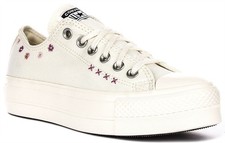 Converse CT Floral Embroidery Lace Up Womens Sneaker in White Purple US 5 - 10