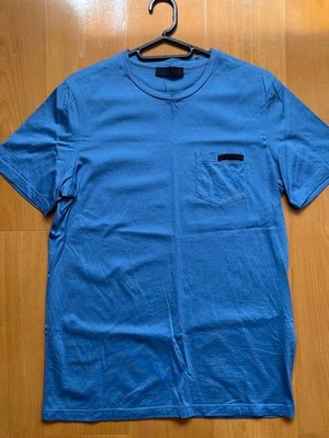 USED PRADA BLUE T-SHIRT WITH CHEST POCKET GOOD