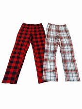 2 Pairs of Wondershop Women  s Holiday Christmas Fleece Plaid Pajama PJ Pants XS