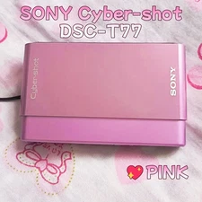 SONY DSC-T77 Pink Cyber Shot 4.0x Optical Zoom CCD Compact Digital Camera -Used