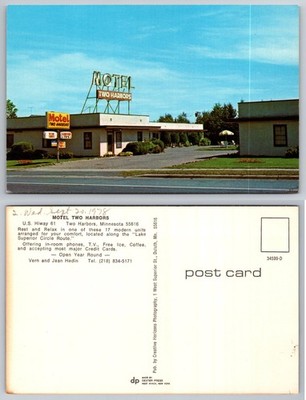 Motel Two Harbors Minnesota US Highway 61 Chrome Postcard 1978