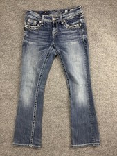 Miss Me Jeans Womens 25 Blue Easy Boot DK56 Embellished Flap Pockets Stretch