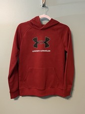 Under Armour UA Rival Fleece Pullover Hoodie Red Boys YL Long Sleeve