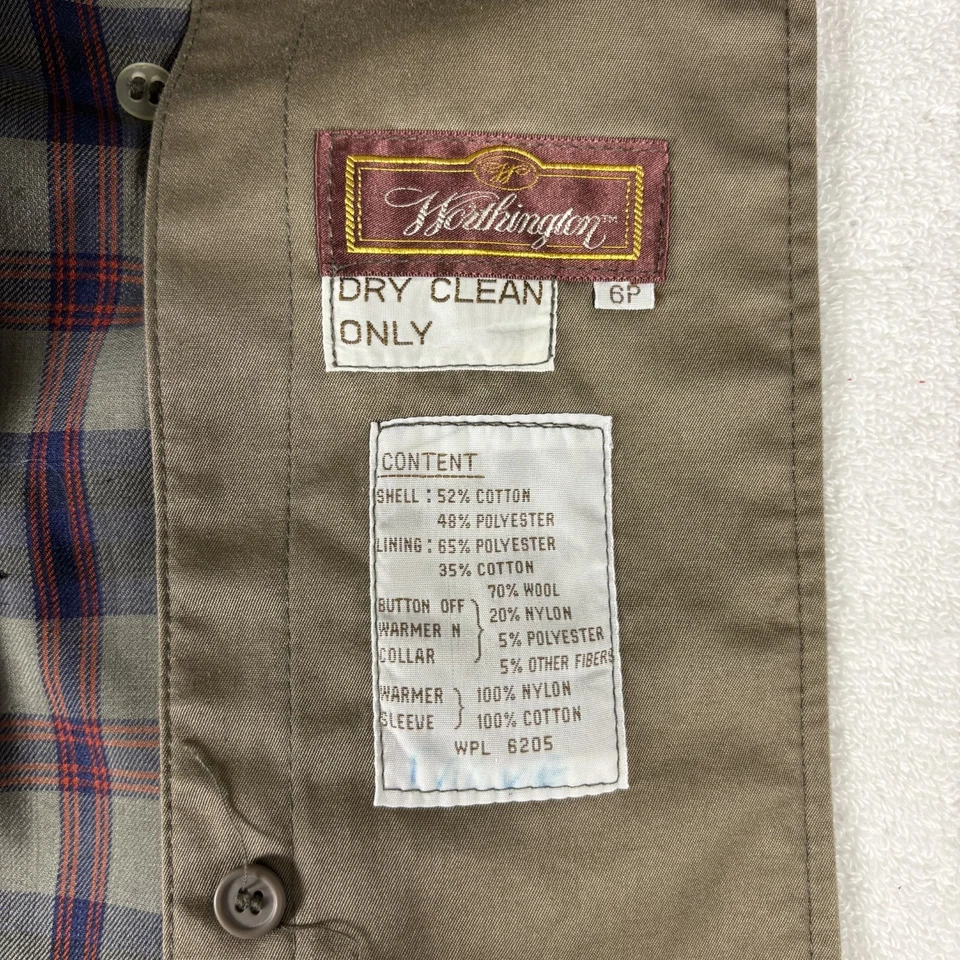 Gabardina Worthington de Colección para Mujer 6 Caqui Algodón Doble Pecho Pestañas para los Hombros Foto 4 de 4