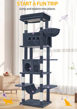 210cm Extra Large Cat Tower Cat Tree Multi-Level Cat House With Condo 8 Scratch
