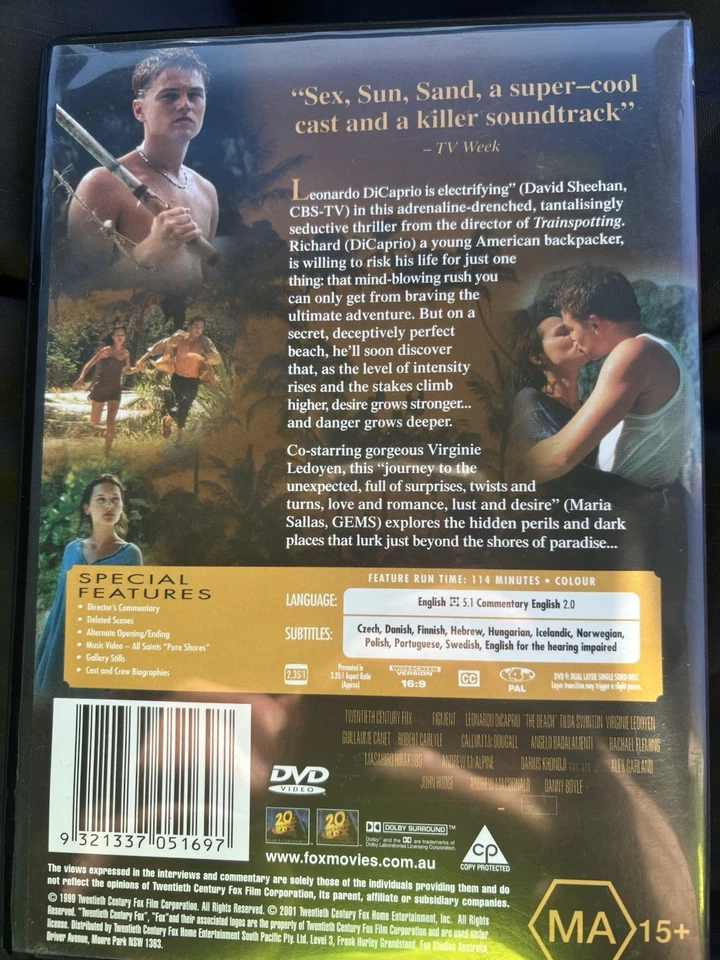 THE BEACH - Leonardo DiCaprio, Tilda Swinton, Virginie Ledoyen DVD R4 Mint Disc! - image 2 of 4