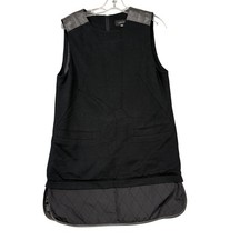 GIGOSSE Dress Womens Small Black Faux Leather Shoulder Quilted Hem GK2SA3001055