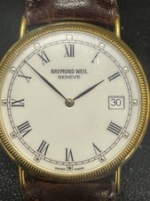 Vintage Raymond Weil 30.5mm Geneve Quartz Watch 18k Gold Electroplated Working
