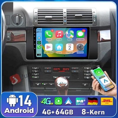 SWC DAB+ 4G+64G Android14 Carplay Für BMW 5er E39 X5 E53 E38 Autoradio GPS NAVI