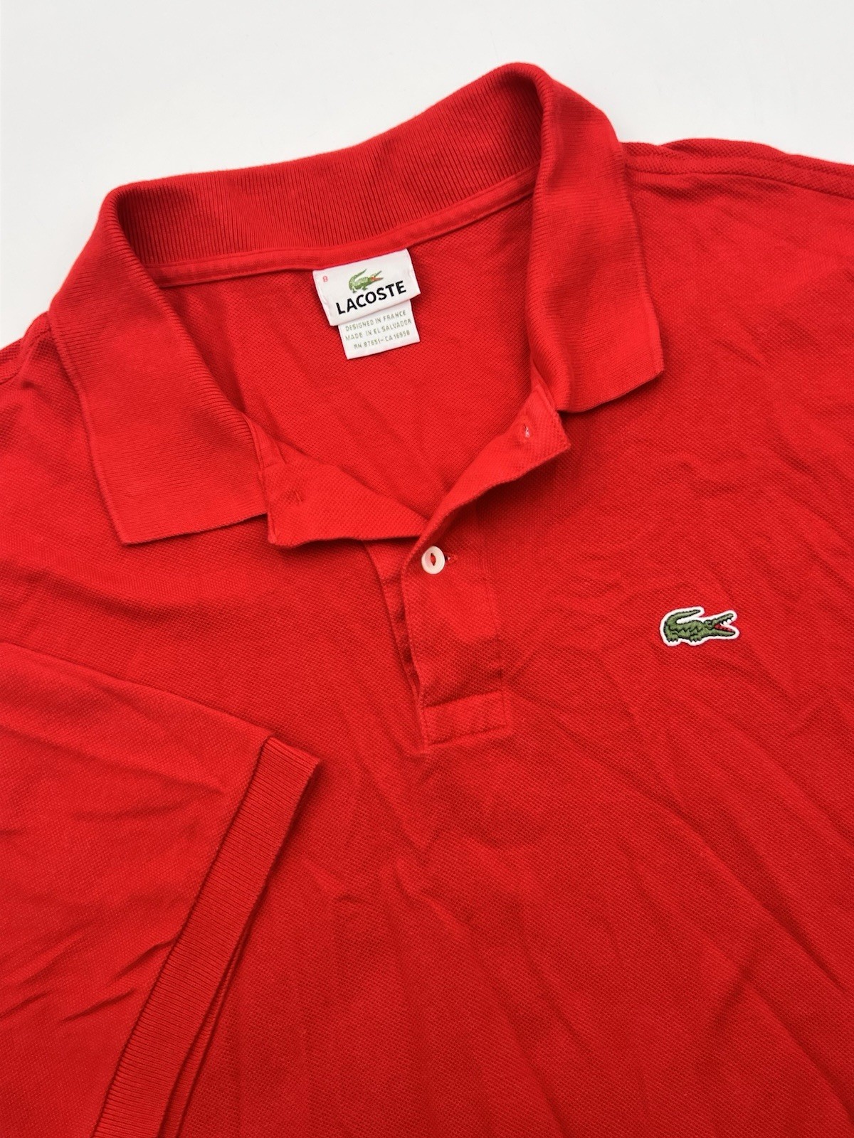 Lacoste Polo Shirt Men's 8 US 3XL Red Short Sleeve T-Shirt Casual