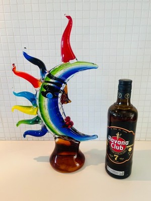 MOON FACE Murano picasso Style Glass Sculpture Multicolor Hand Blown Art JEBLO