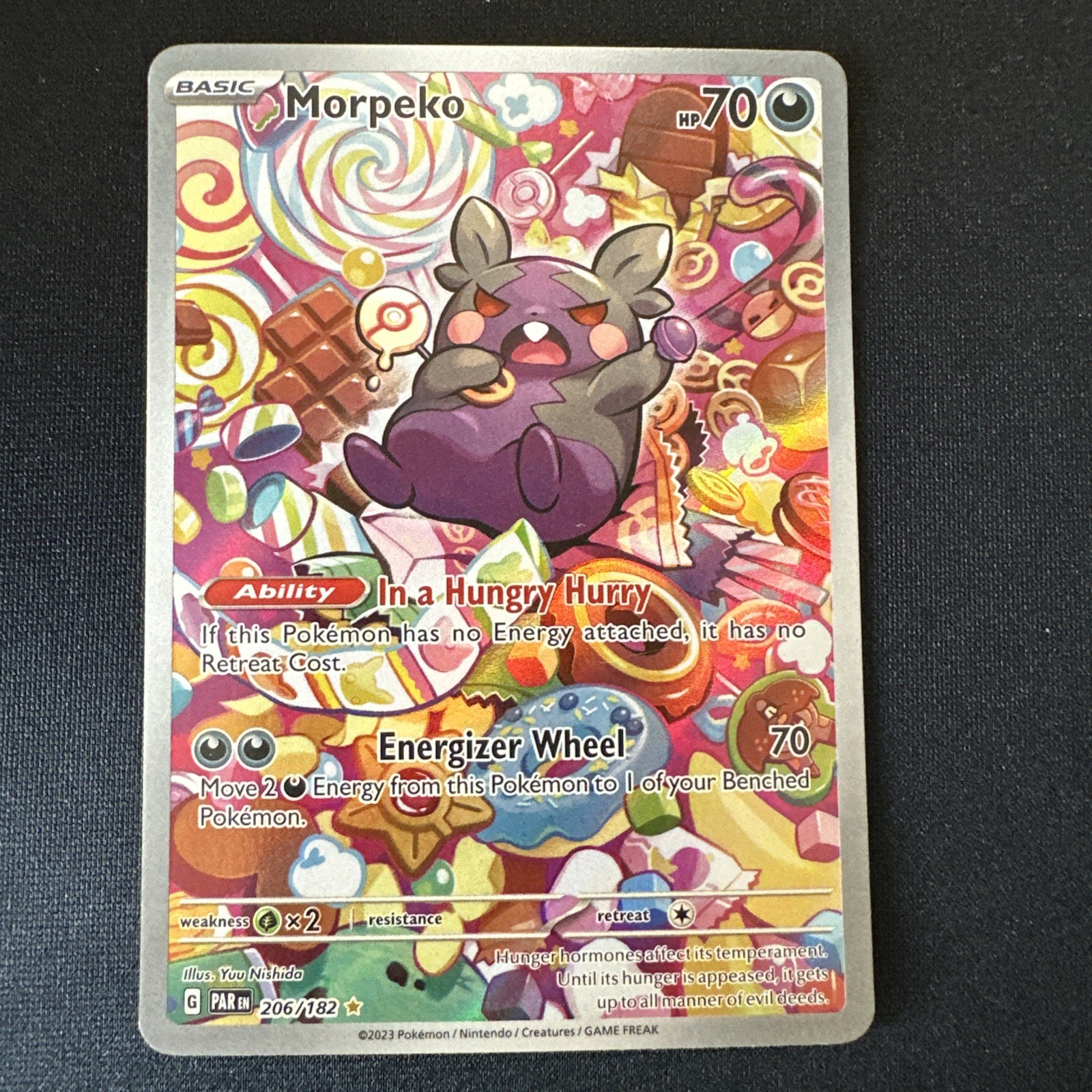 Pokémon Morpeko Holo TCG Card 206/182 Sv04: Paradox Rift NM