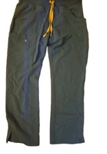 Figs Technical Pants W/Neon Yellow Drawstring Straight Leg Scrubs Women XS/P