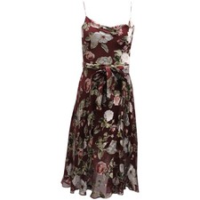 Alice + Olivia Belted Floral Sleeveless Dress In Viscose Women Burgundy Xs