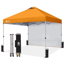 CROWN SHADES 10x10 Pop Up Canopy with 1 Side Wall Beach Tent with One Push S...