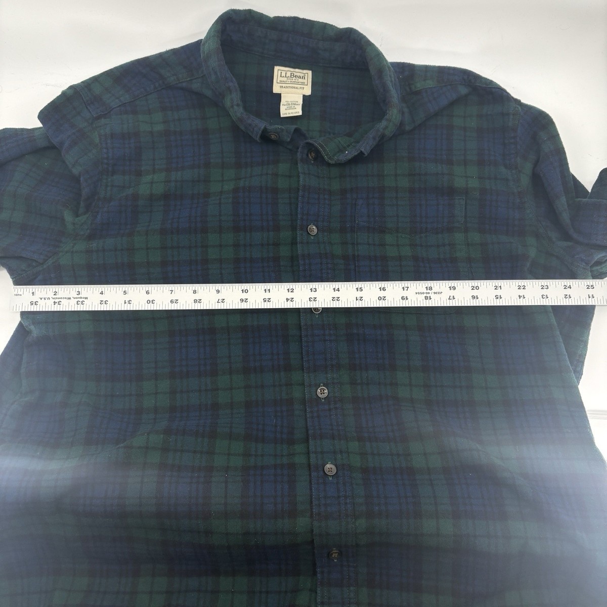 LL Bean Vintage Mens XL Flannel Shirt Black Watch Plaid Cotton Traditional Fit View 3