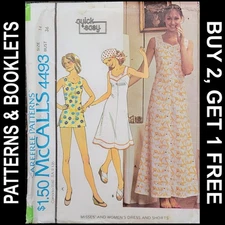Vintage McCall's Dress in 3 Lengths & Shorts Pattern #4493 Size 14 UNCUT
