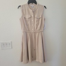 Nine West Fit & Flare Sleeveless Utility Dress Beige S NWT