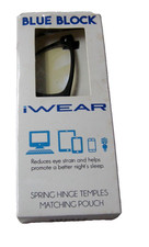 Blue Block Reading Glasses W/Case, Black, Str...