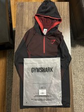 Gymshark Onyx 5.0 Seamless 1/4 Zip Hooded Hoodie Black Carmine Red S