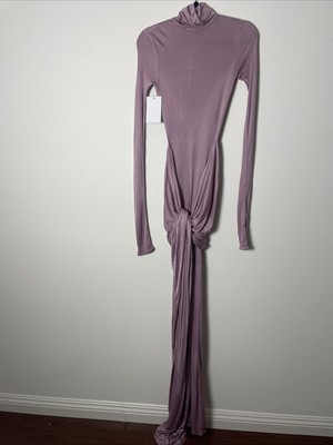 Helsa Slinky Jersey Ruched Sarong Maxi Dress Turtleneck Long purple Sz XS  $398 | eBay