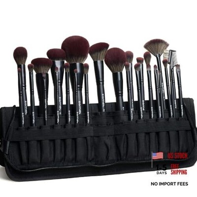 ZAMEL Premium Black Makeup Brushes Set - 26 Pcs Matte Black & Oxford Bag