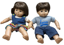 American Girl Bitty Twins Boy Girl Doll Lot 15" Brunette Brown Eyes Retired TLC
