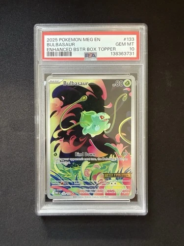 2025 POKEMON MEGA EVOLUTION 133/132 BULBASAUR ILLUSTRATION RARE PSA 10 - STAMPED
