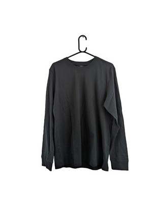 v by very mens t-shirt jet black long sleeve round neck stretch size medium