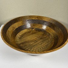 Vintage Segmented Wood Salad Bowl 12  Large Handcrafted Turned Wood
