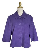 Chico's Women's Purple Textured 3/4 SleevesButton-Up Blazer Jacket Size 2 US L