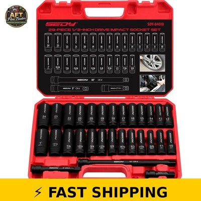 SEDY 29-Piece 1/2'' Drive Impact Socket Set - High Durability
