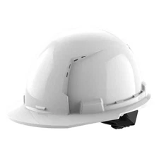 BOLT White Type 1 Class C Front Brim Vented Hard Hat with 4 Point Ratcheting Sus