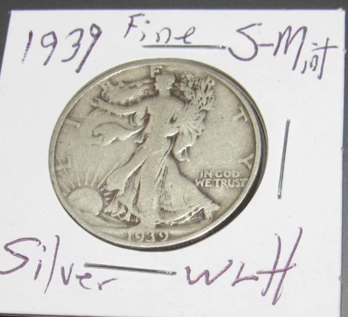 Fine Silver 1939 s San Francisco Mint Silver Walking Liberty Half Dollar 1/2 WLH