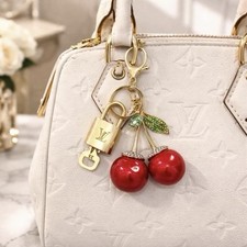 Authentic Louis Vuitton Lock  Key w/ Unbranded Cherry Bagcharm, Keychain