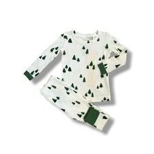 Angel Dear Loungewear Set Boys 18-24M Ivory Tiny Forest Christmas Waffle Knit