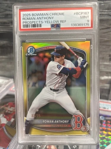 2025 Bowman Chrome Roman Anthony Yellow Refractor #33/75 PSA 9🔥🔥