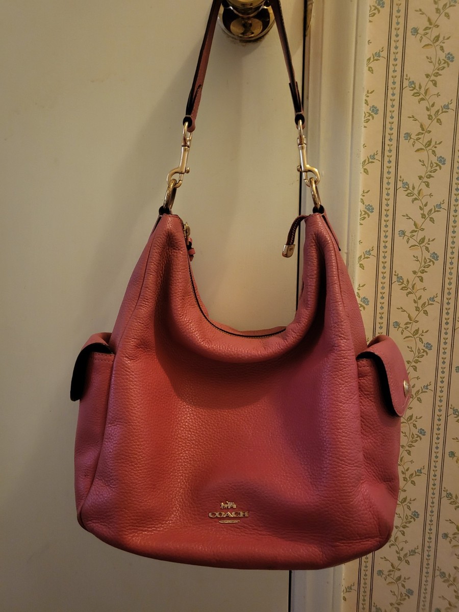 Leather Bag Coach Salmon Colored Purse Coach Madison Pebble