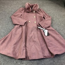 Rothschild Coat Girls 16 Pink Faux Fur Collar Princess Sparkle Dressy Winter