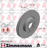 2X Zimmermann Bremsscheibe 400.5554.20 FüR MERCEDES-BENZ