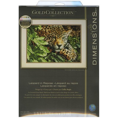 Dimensions Gold Collection Leopard In Repose Counted Cross Stitch Kit-16''X11'' 14