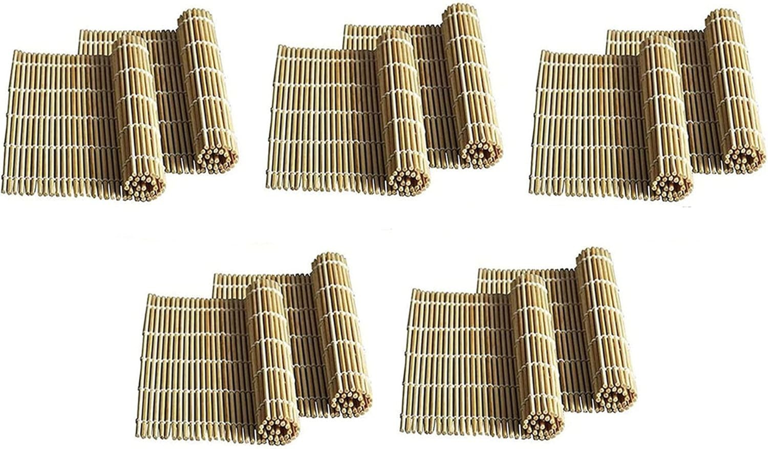 10 Pack Large Sushi Roll Bamboo Mats 10.5 inch Square Natural S-1574x10