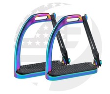 4'',4.25   ,4.50   ,4.75   ,5    Inch Rainbow Color Peacock Horse Stirrups Equest...