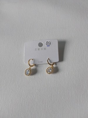 Pair - Plain and CZ Sterling Silver Post in Gold Color Huggies Earrings