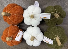 RARE Target Bullseye Set of 6 Sherpa Pumpkins Fall Green Orange White NEW
